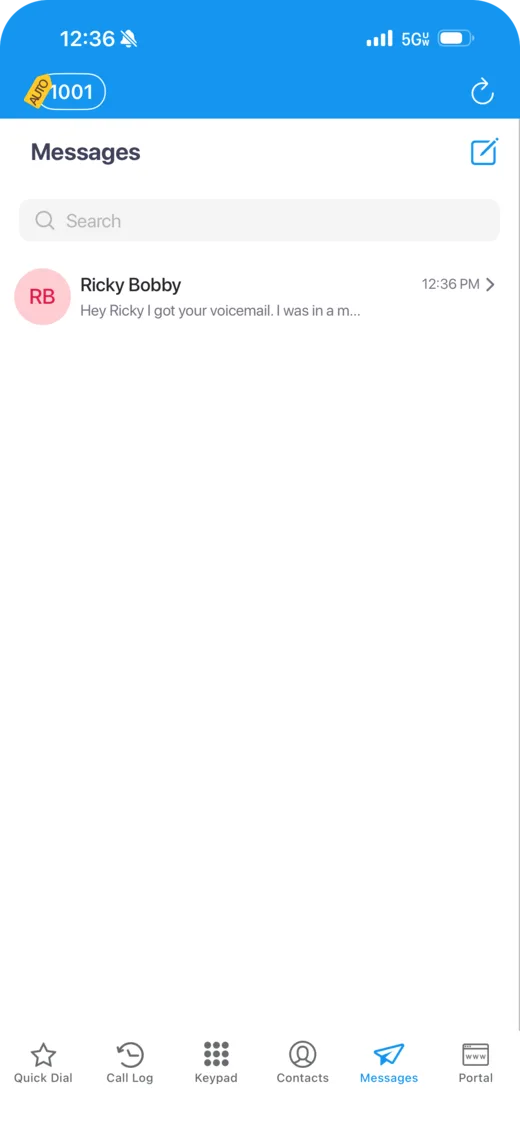 The ConnectWare Messages tab showing a conversation